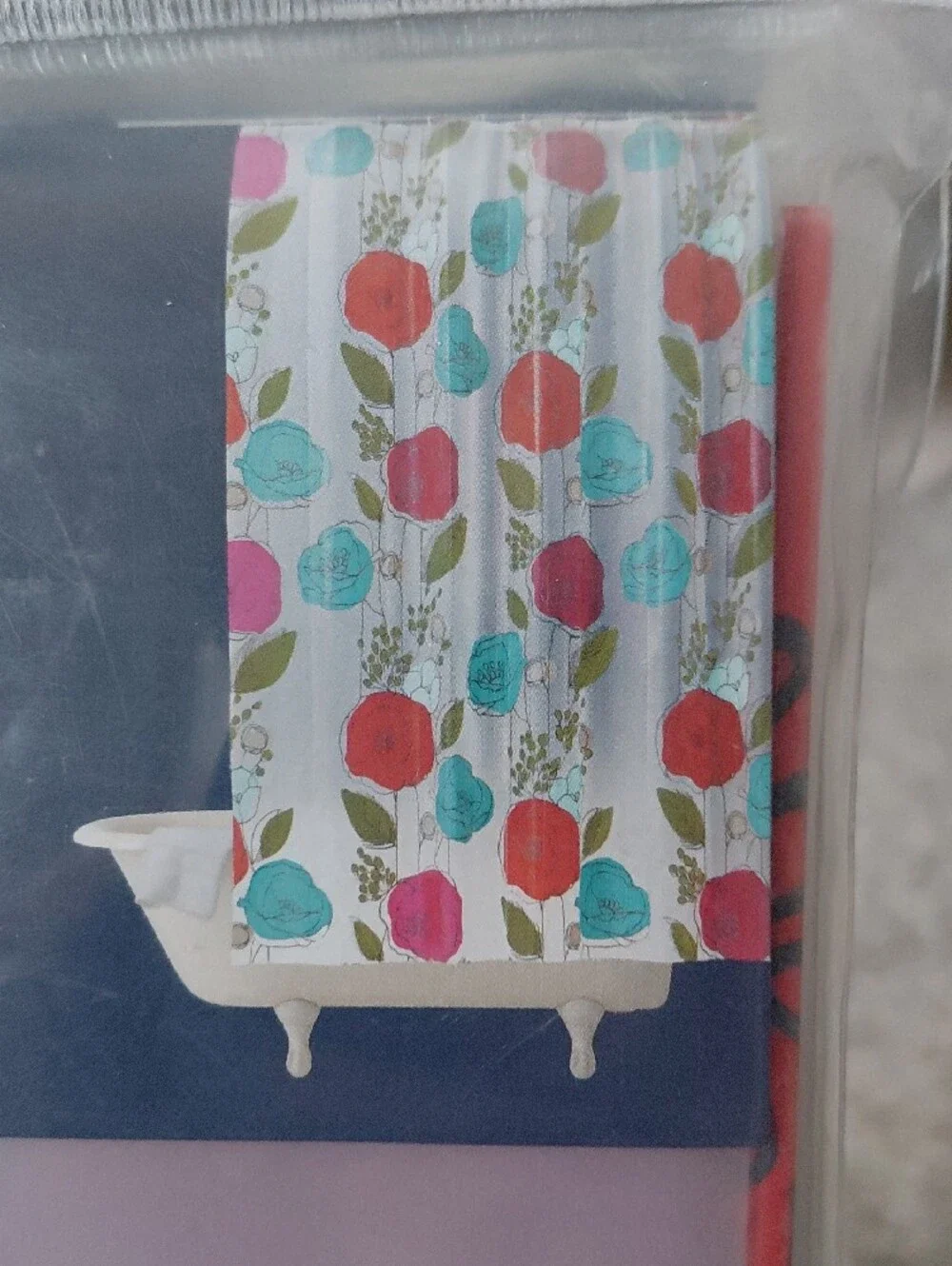 Room Essentials Floral Shower Curtain Set in Turquoise, Pink & White